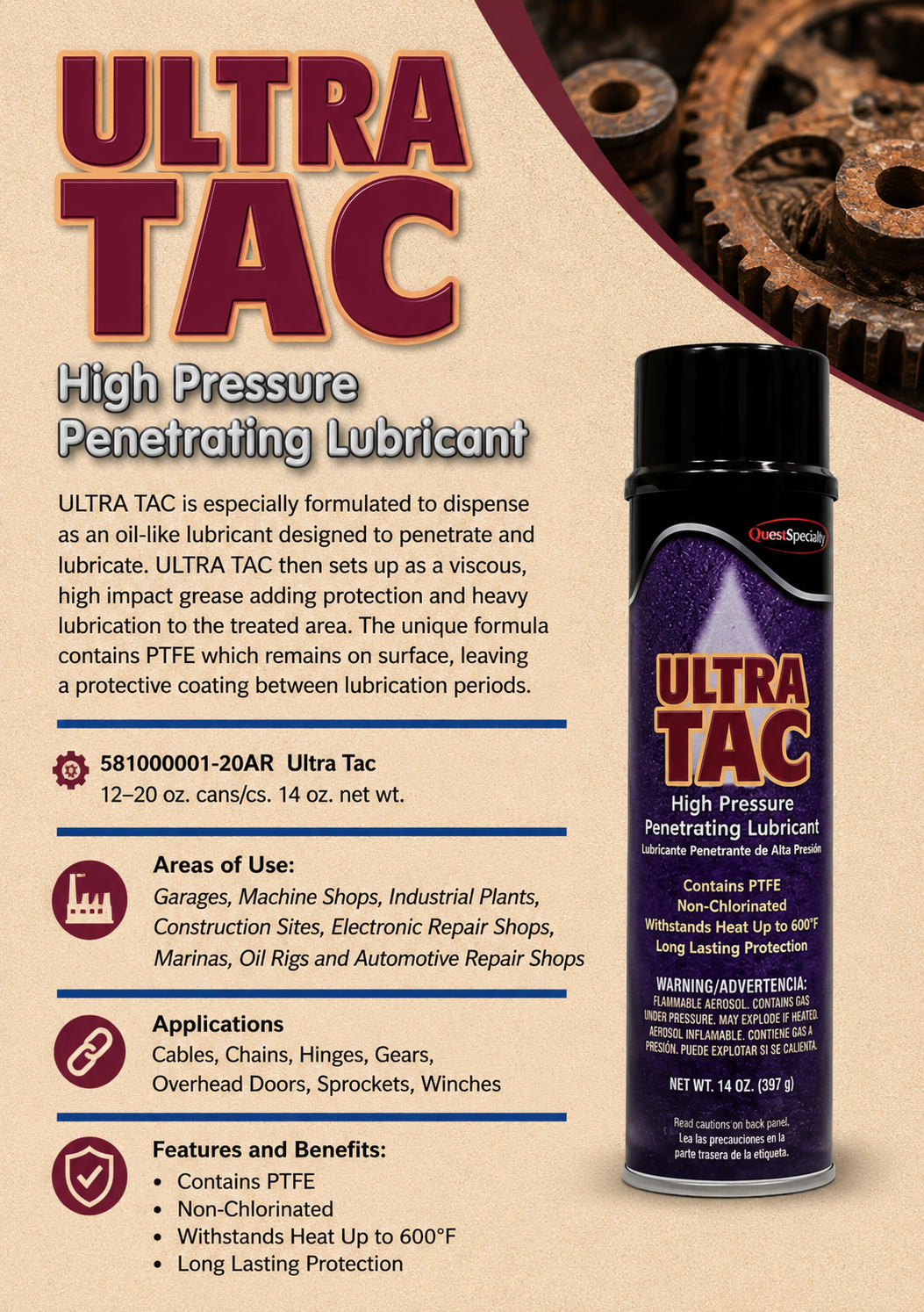 Ultra Tac High Pressure Penetrating Lubricant