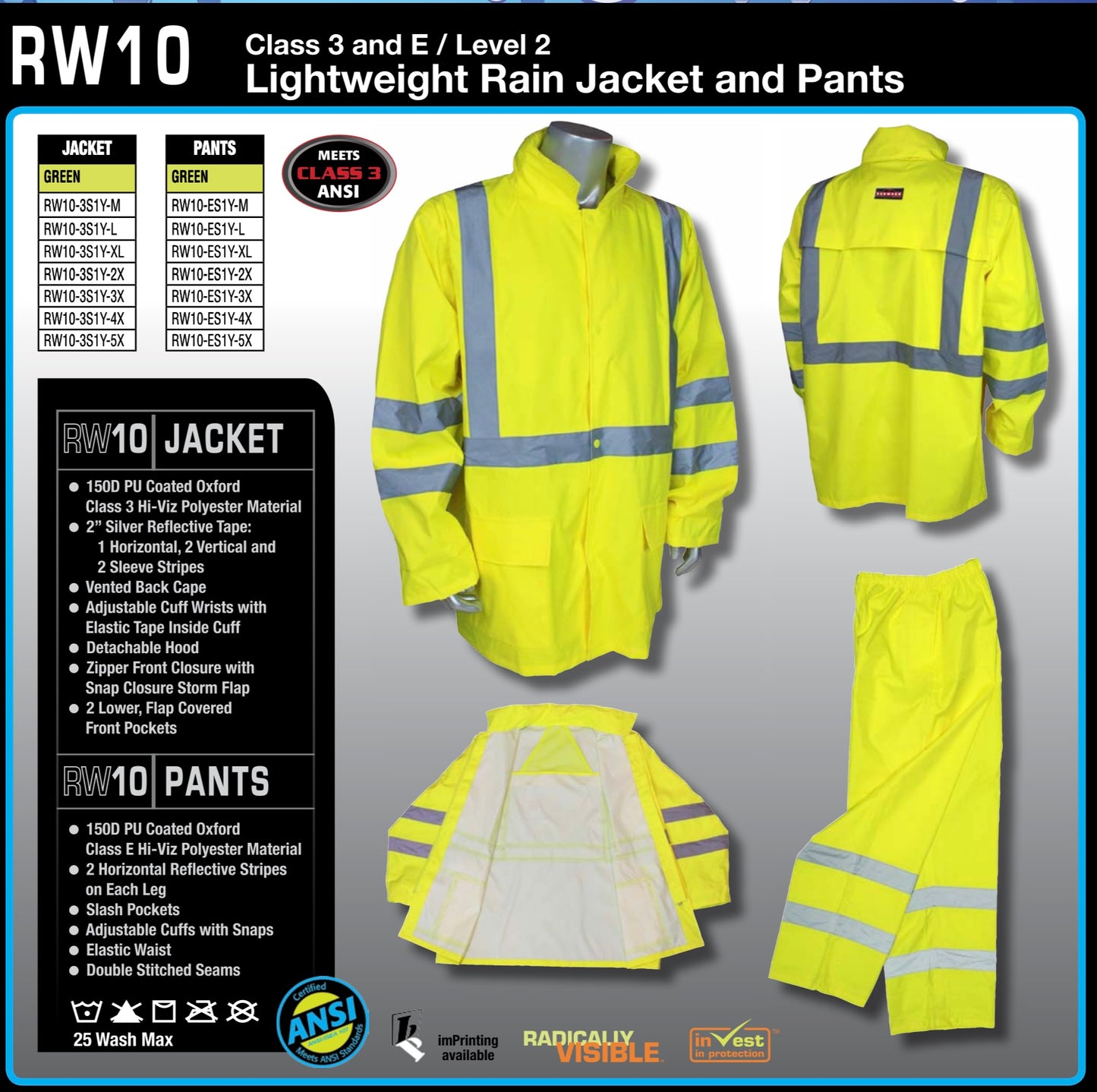 Reflective Rain Jacket and Pant