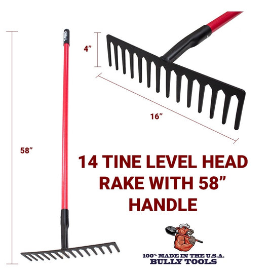 14 Tine Level Headed Rake 58" Handle