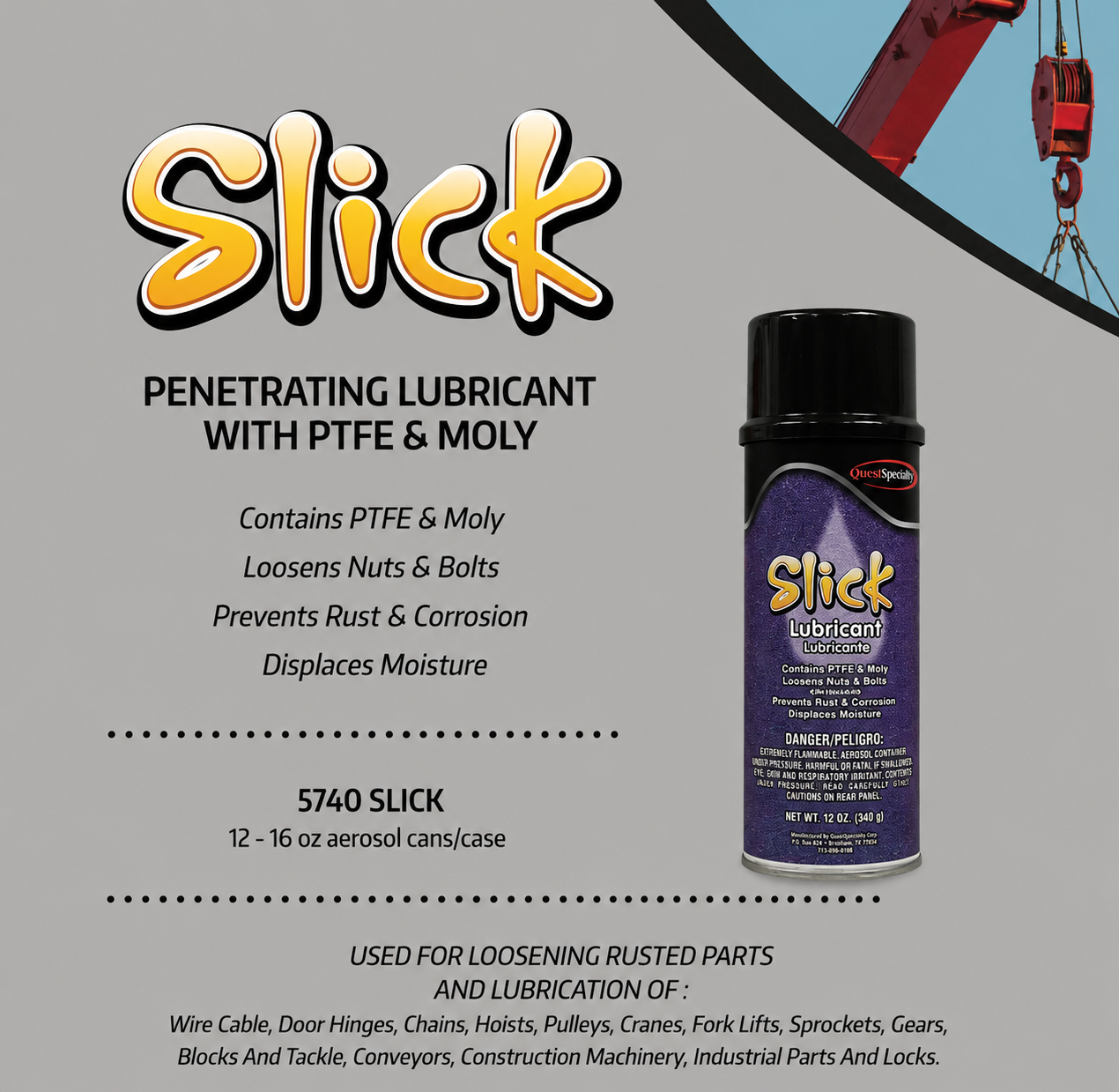 Slick Penetrating Lubricant with PTFE & Moly