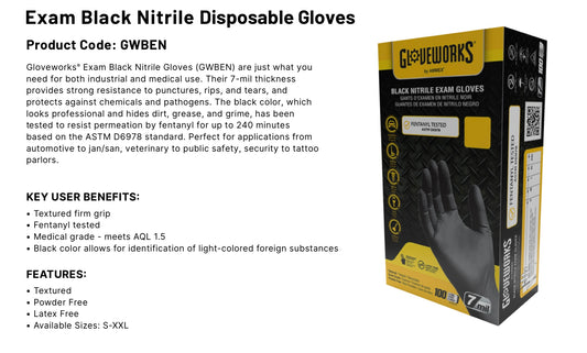 Exam Black Nitrile Disposable Glove